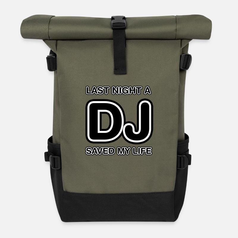 Last Night A DJ Saved My Life - Roll Top Backpack - olive/black