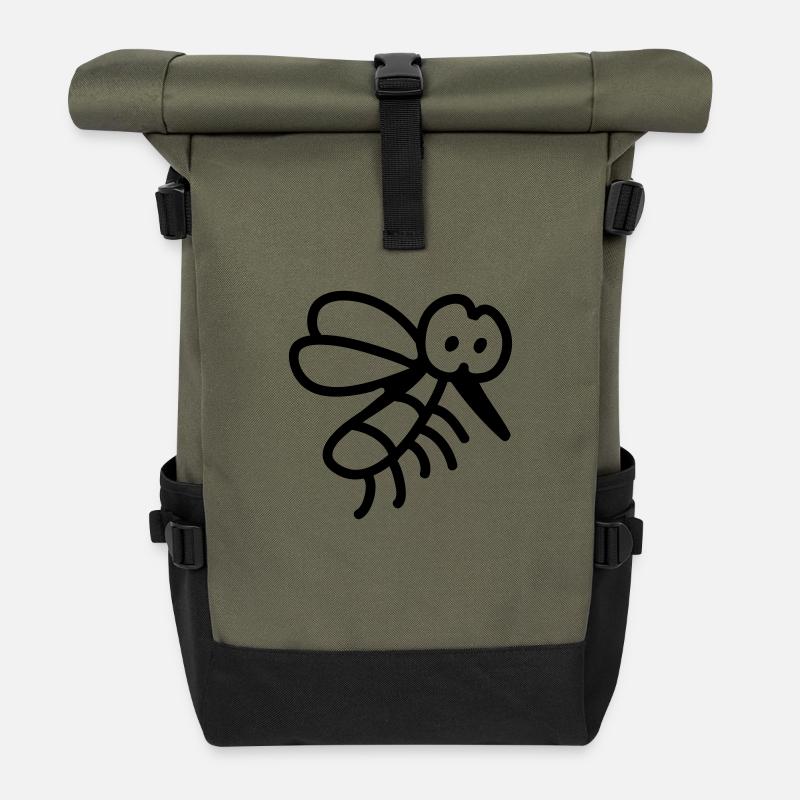 Mücke - Insekt - Line - Rolltop Rucksack - Olive/Schwarz