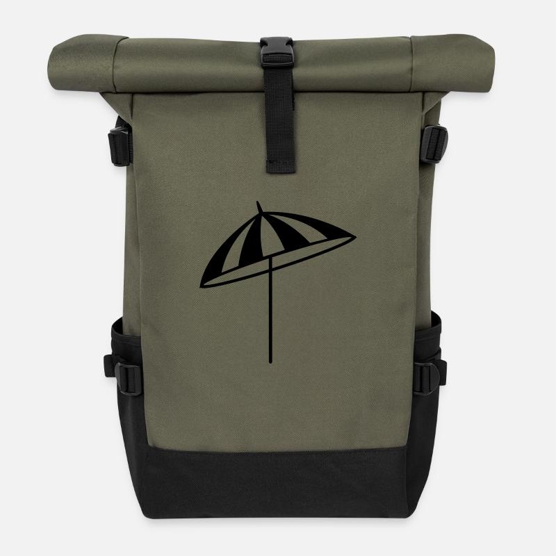 Schirm - Strand - Rolltop Rucksack - Olive/Schwarz