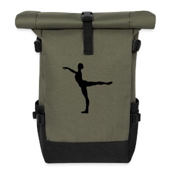 Vektor Balletttänzer Silhouette - Rolltop Rucksack - Olive/Schwarz - Vorne
