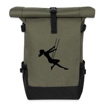 Girl on swing - Roll Top Backpack - olive/black - Front