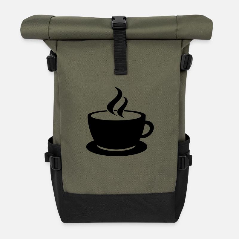coffee cup tea cafe - Rolltop Rucksack - Olive/Schwarz