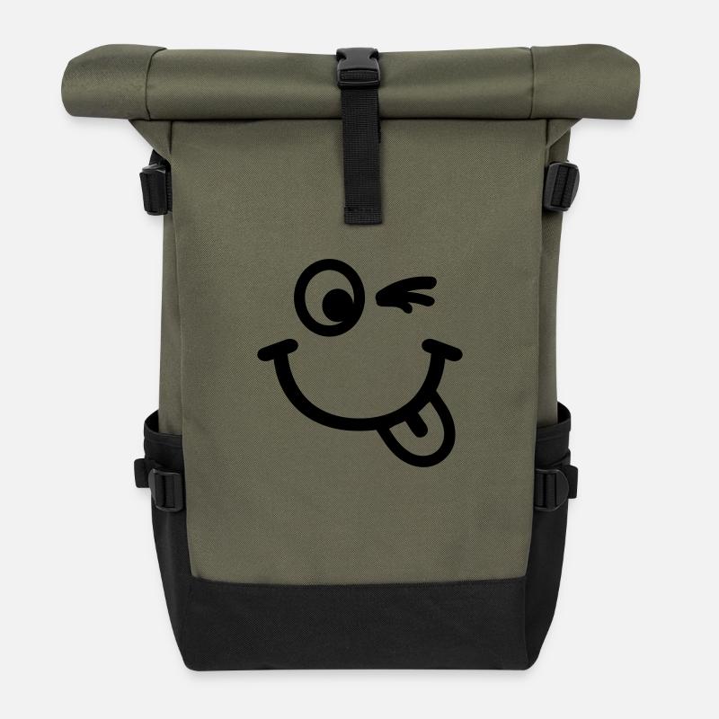 Smiley - Rolltop Rucksack - Olive/Schwarz