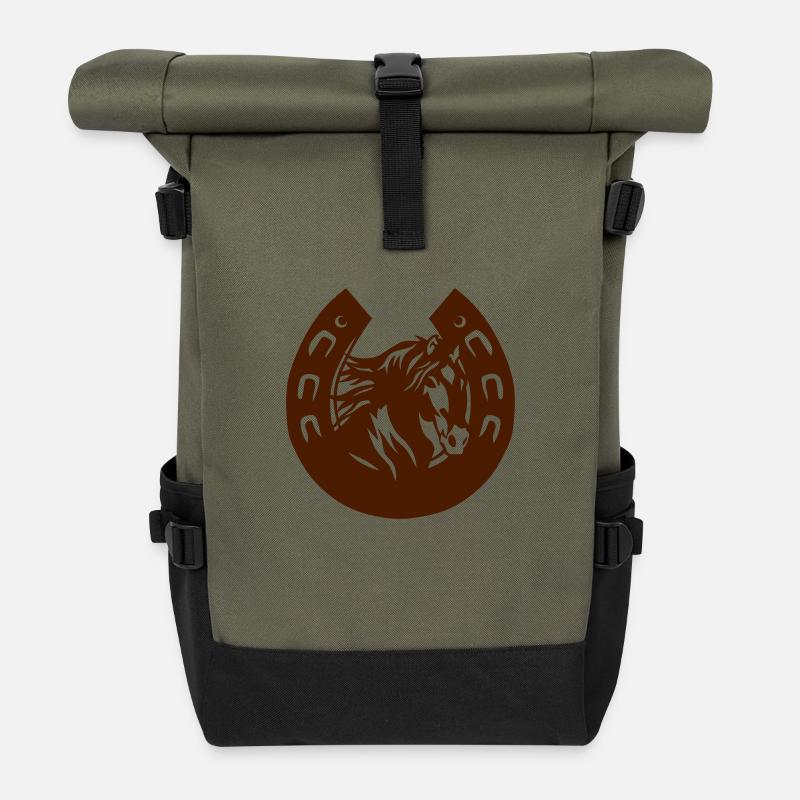 Eisen Pferdekopf Pferdekopf-Logo 3 - Rolltop Rucksack - Olive/Schwarz