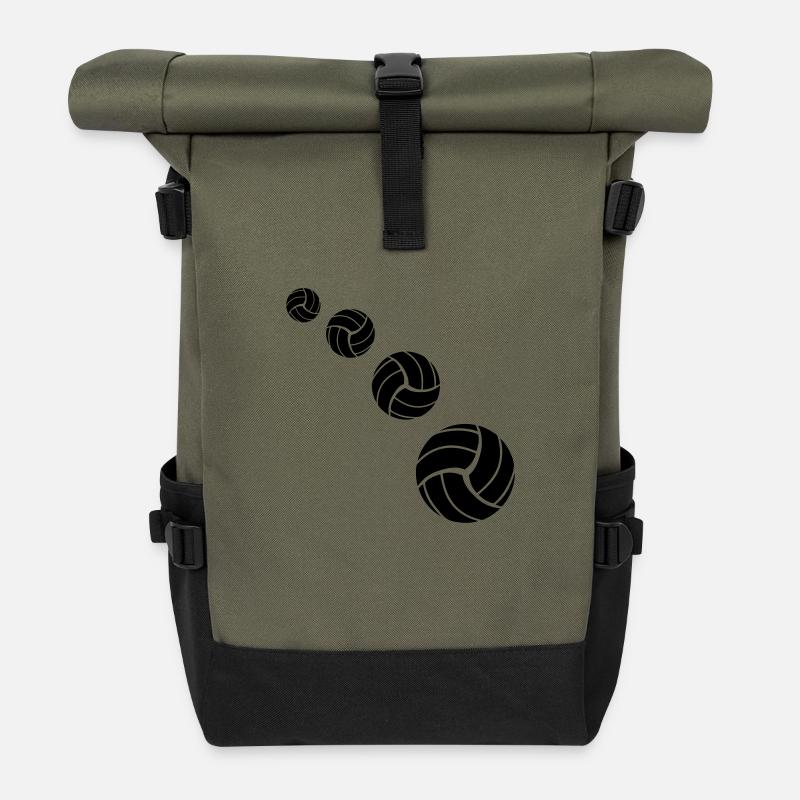 Volleyball Pattern - Rolltop Rucksack - Olive/Schwarz