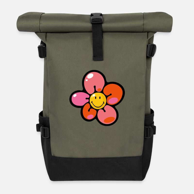 Smiley Pansy - Sac à dos roll top - olive/noir
