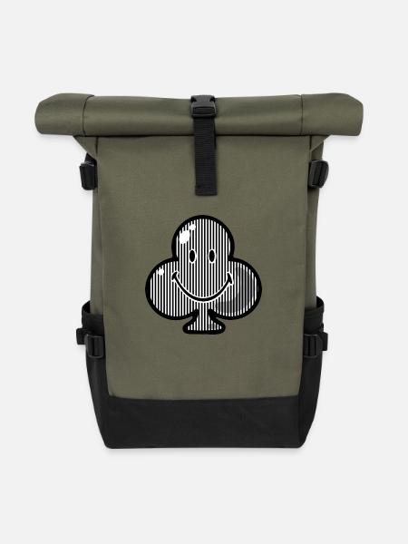 Smiley Clubs Stripes - Rolltop Rucksack - Olive/Schwarz