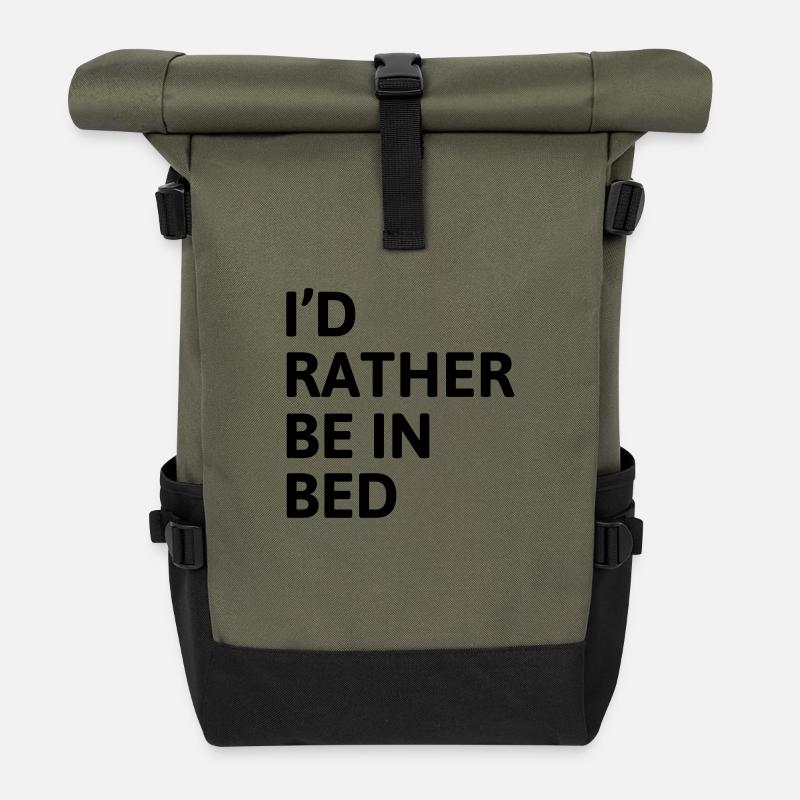 I'd Rather Be In Bed - Roll Top Backpack - olive/black