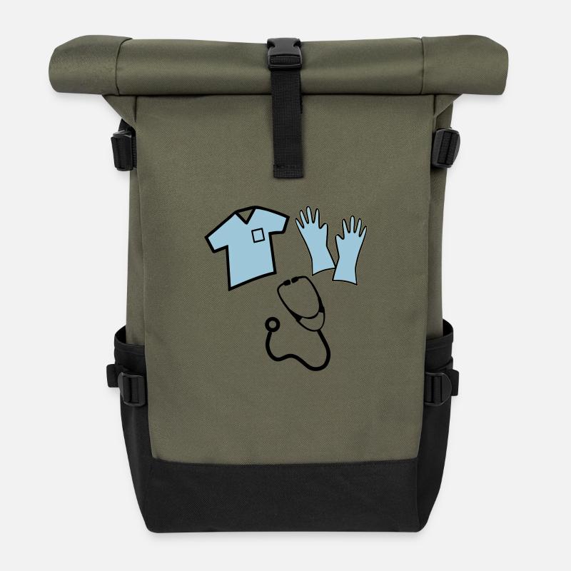 Infirmière - Sac à dos roll top - olive/noir