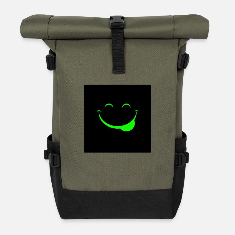 Lustige Gesicht - Rolltop Rucksack - Olive/Schwarz