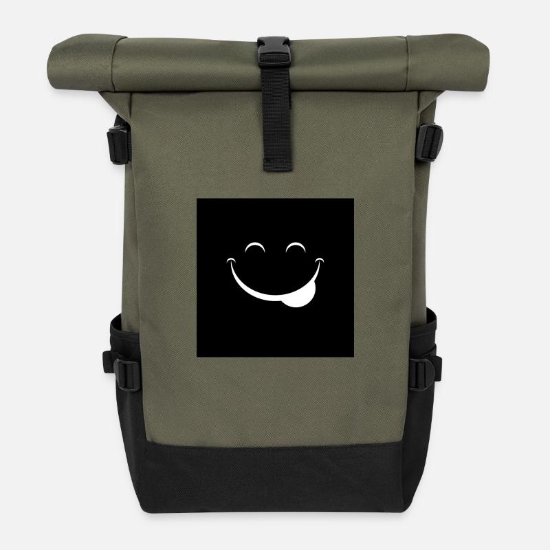 Drôle de visage - Sac à dos roll top - olive/noir