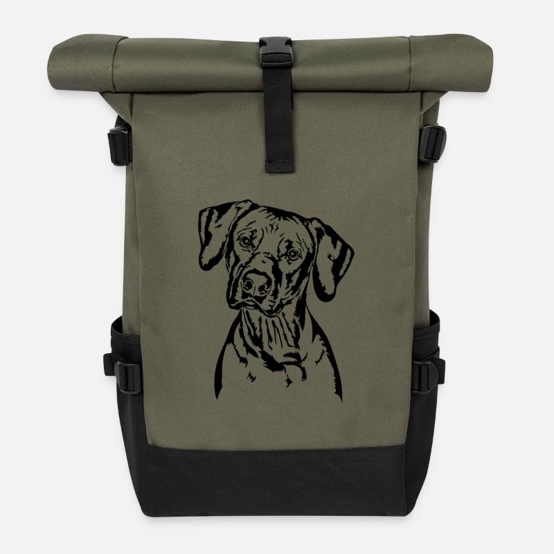 RHODESIAN RIDGEBACK Hunde Portrait Wilsigns - Rolltop Rucksack - Olive/Schwarz
