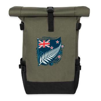 Nouvelle-Zélande Aotearoa Kiwi 16 - Sac à dos roll top - olive/noir - Devant