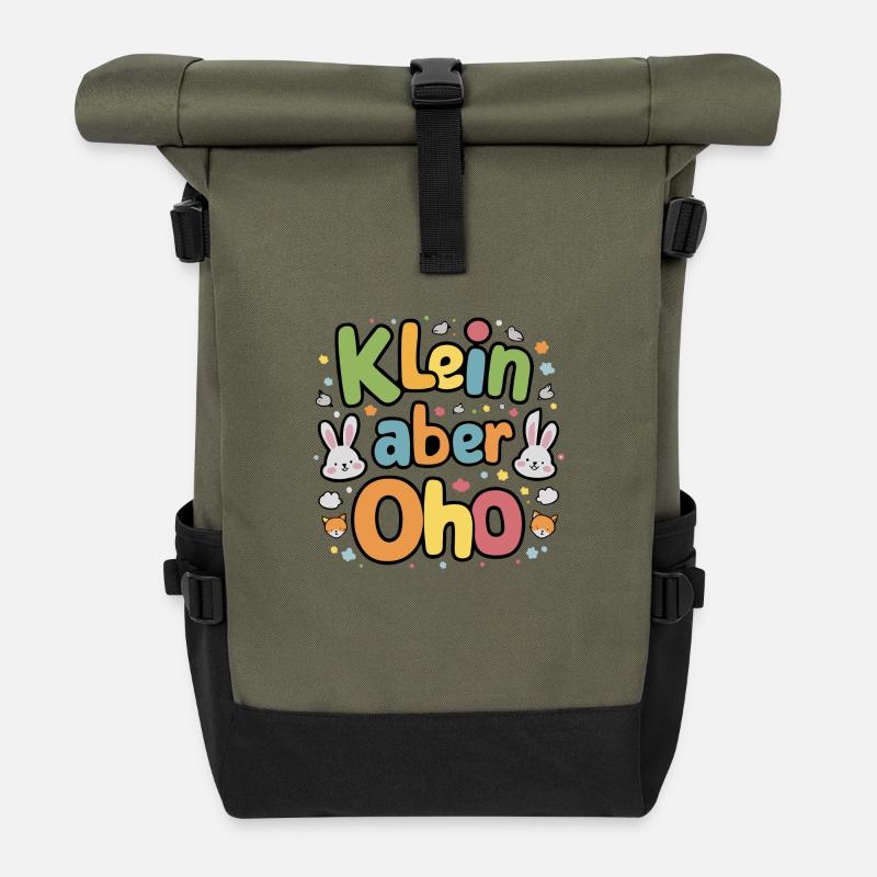 Small but mighty cute motif - Roll Top Backpack - olive/black