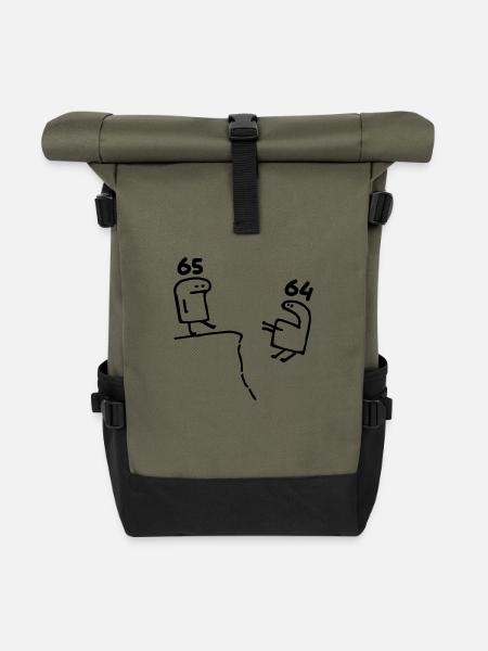 65 ans - Cadeau 65e Anniversaire Amusant 65 ans - Sac à dos roll top - olive/noir