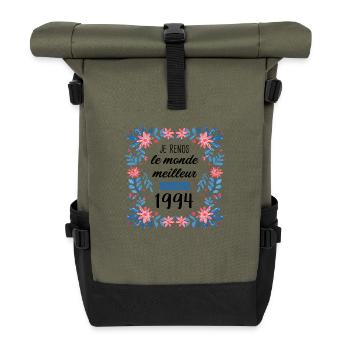 anniv femme humour 1994 30 ans - Sac à dos roll top - olive/noir - Devant