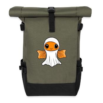 Poisson rouge Halloween Bande dessinée Fantôme - Sac à dos roll top - olive/noir - Devant