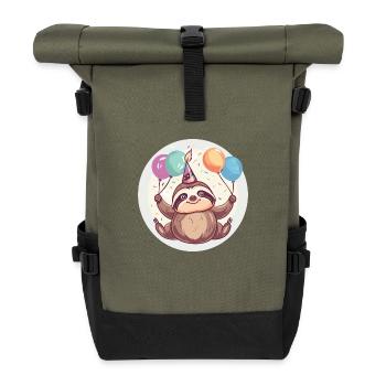 Sloth Birthday Baby - Roll Top Backpack - olive/black - Front