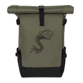Cute Jellyfish, Coloring Page for Children's Clothing - Roll Top Backpack - olive/black - Front