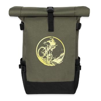 Mountain Bike Bicycle Man - Roll Top Backpack - olive/black - Front