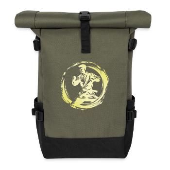 Karate Man - Roll Top Backpack - olive/black - Front
