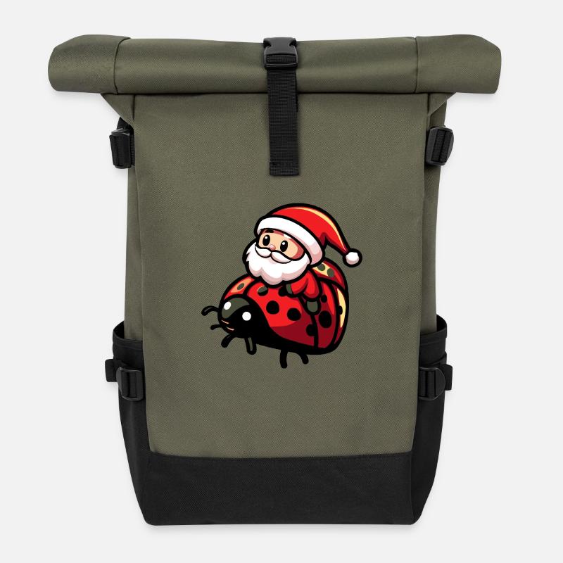 Marienkäfer Weihnachtsmann - Rolltop Rucksack - Olive/Schwarz