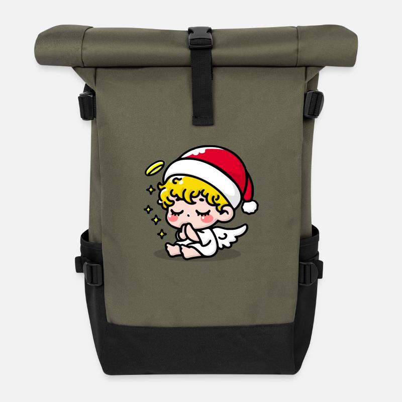 Christmas Angel - Roll Top Backpack - olive/black