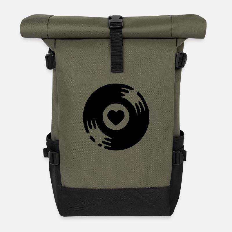 Schallplatte - Rolltop Rucksack - Olive/Schwarz