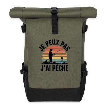 Je peux pas j'ai Pêche - Sac à dos roll top - olive/noir - Devant