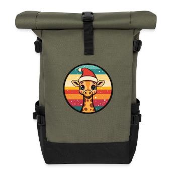 Giraffe Christmas X-Mas - Roll Top Backpack - olive/black - Front