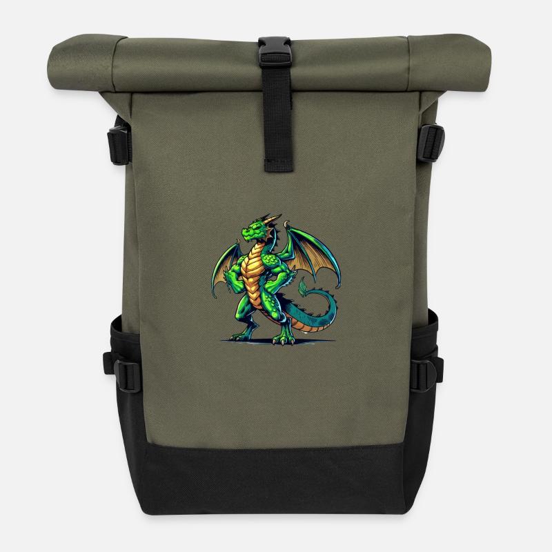 Drache - Rolltop Rucksack - Olive/Schwarz
