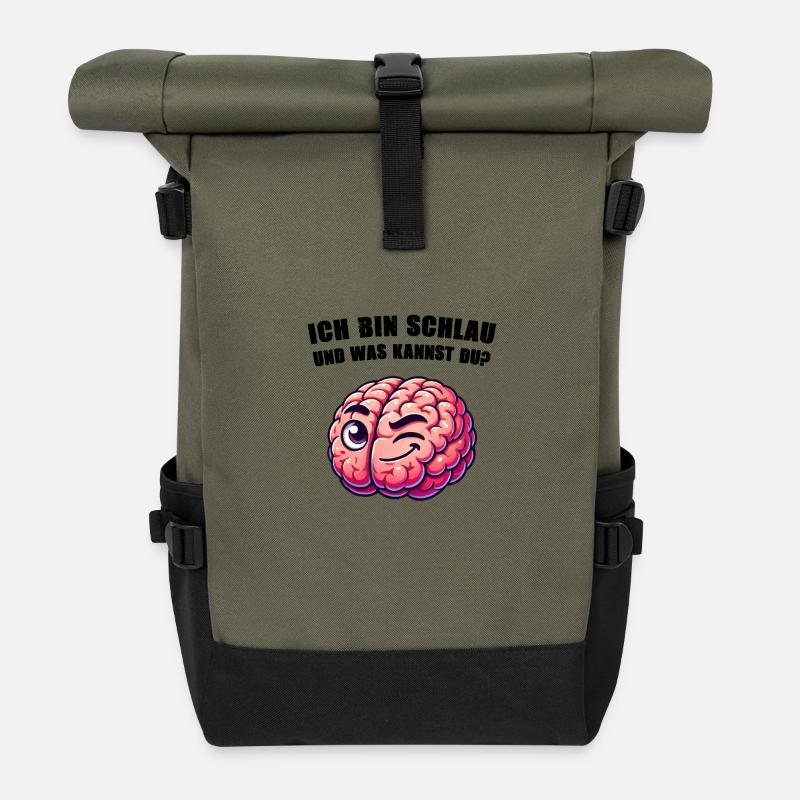 schlaues gehirn - Rolltop Rucksack - Olive/Schwarz