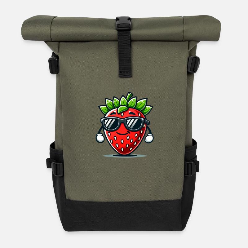 erdbeere - Rolltop Rucksack - Olive/Schwarz