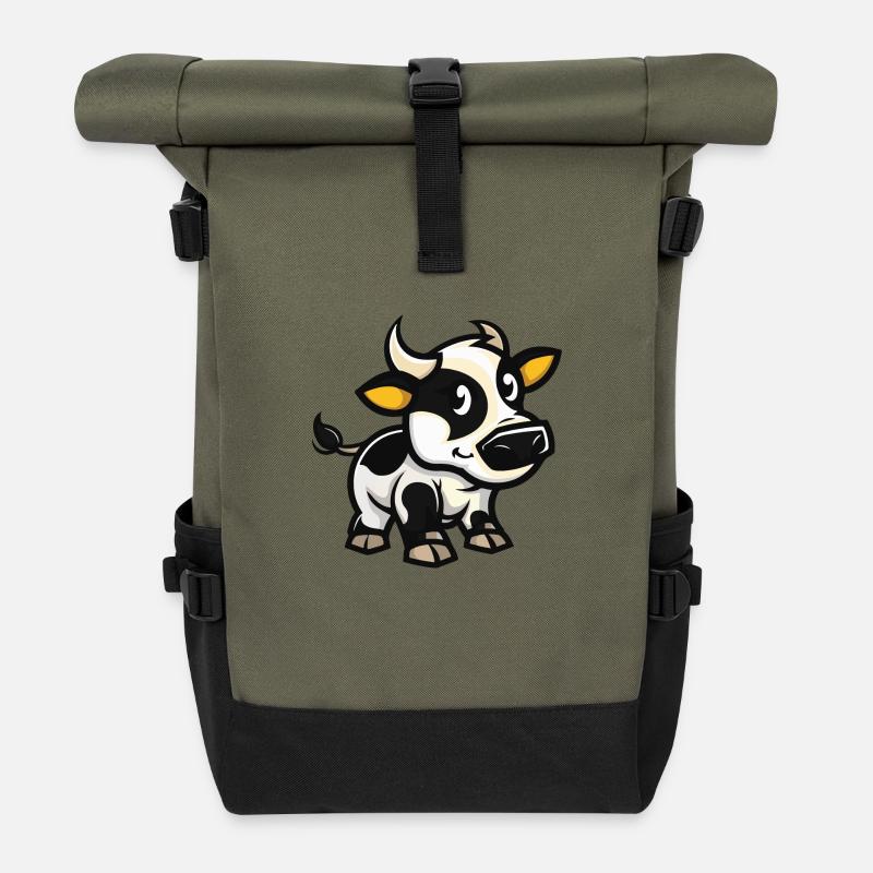 Bande dessinée de vache - Sac à dos roll top - olive/noir