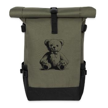 Teddybär - Rolltop Rucksack - Olive/Schwarz - Vorne