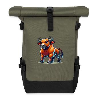 stier comic - Rolltop Rucksack - Olive/Schwarz - Vorne