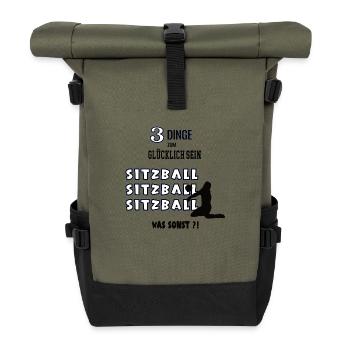 Sitzball Was Sonst Spieler Liebhaber Sitzballer - Rolltop Rucksack - Olive/Schwarz - Vorne