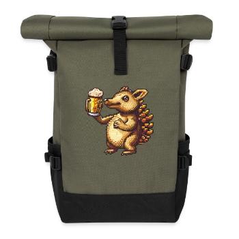 Gürteltier Pixel Bier - Rolltop Rucksack - Olive/Schwarz - Vorne