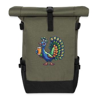 Bière Peacock Bird Pixel - Sac à dos roll top - olive/noir - Devant