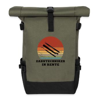 Rente Zahntechniker Rentner Pension Ruhestand - Rolltop Rucksack - Olive/Schwarz - Vorne
