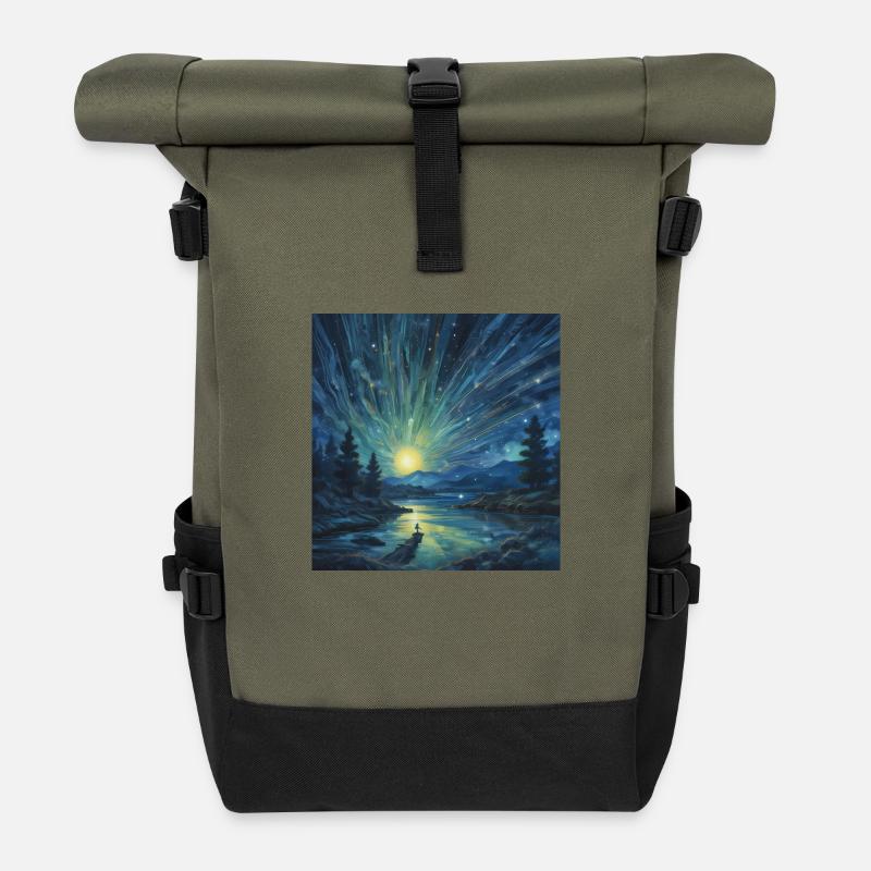 Kosmische Flut - Rolltop Rucksack - Olive/Schwarz