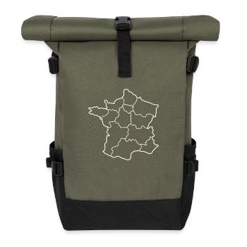Carte de la France avec tous les États en blanc - Sac à dos roll top - olive/noir - Devant