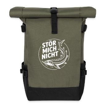 Stör mich nicht lustiger Stör Angler Spruch - Rolltop Rucksack - Olive/Schwarz - Vorne