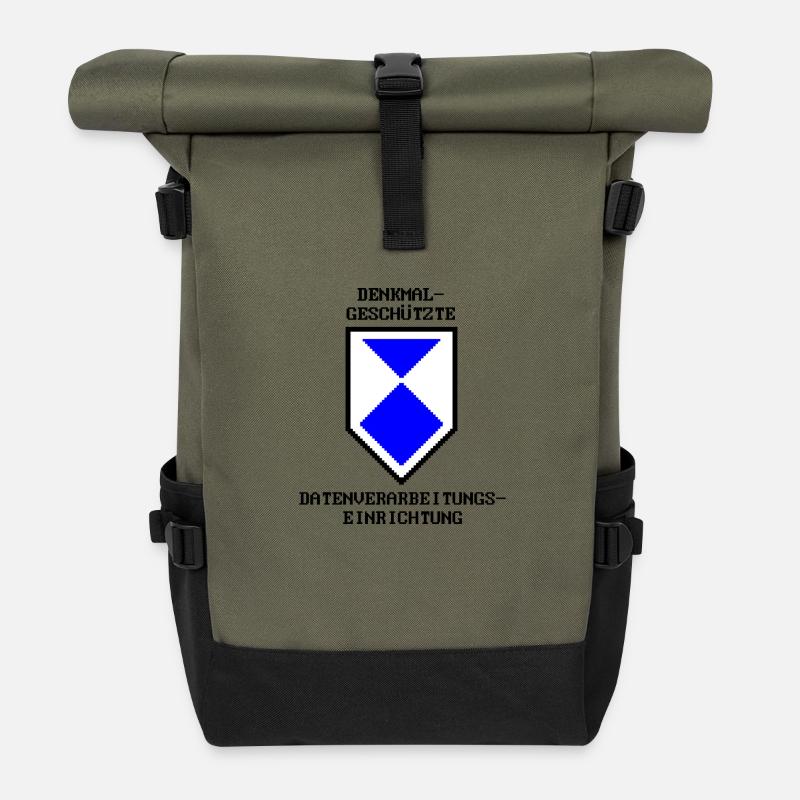 Denkmalgeschützte Datenverarbeitungseinrichtung - Rolltop Rucksack - Olive/Schwarz
