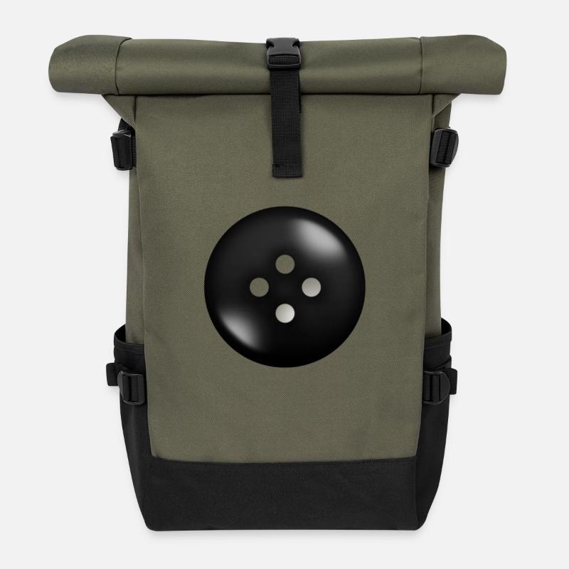schwarzer Knopf - Rolltop Rucksack - Olive/Schwarz