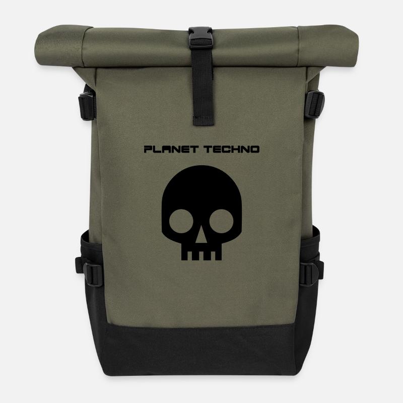 PlanetTechno_tee001.eps Vector SVG - Roll Top Backpack - olive/black