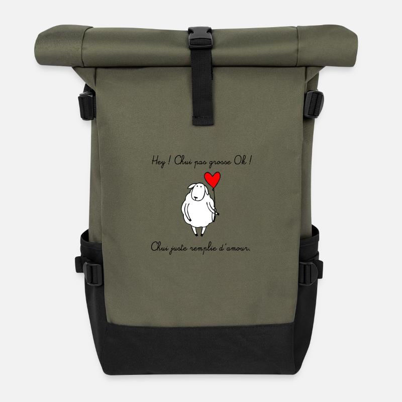 Chui pas grosse ! - Sac à dos roll top - olive/noir