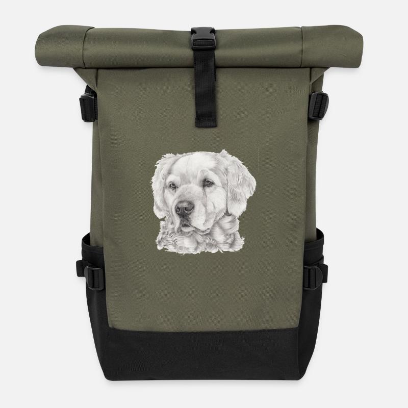 Golden Retriever - Rolltop Rucksack - Olive/Schwarz