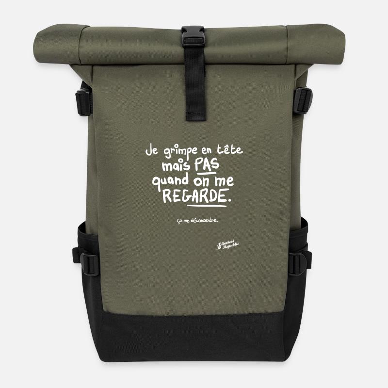 Je grimpe en tête - Sac à dos roll top - olive/noir