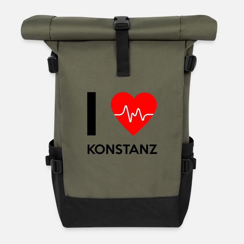 I Love Konstanz - Ich liebe Konstanz - Rolltop Rucksack - Olive/Schwarz
